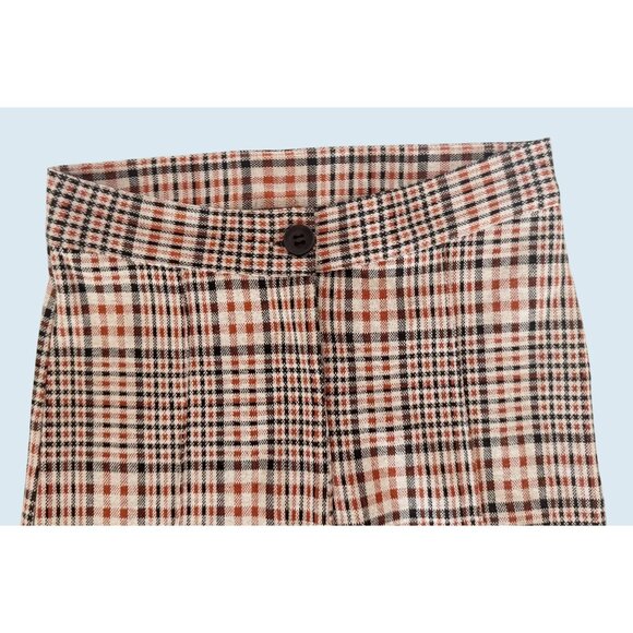 FREE PEOPLE Carnaby Retro Tan Plaid Hi Rise Slim Fit Pants Size 2 - Picture 4 of 8